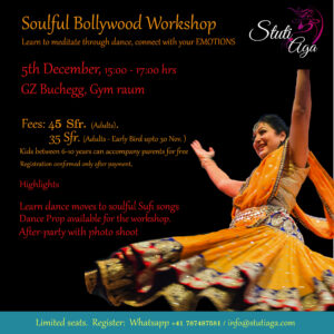 SADC Soulful Bollywood Workshop (Meditate through dance workshop) Sufi bollywood dance Zuirch Switzerland with Stuti Aga