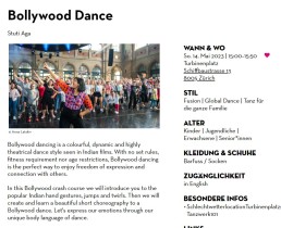Bollywood Workshop Zurichtanzt 2023